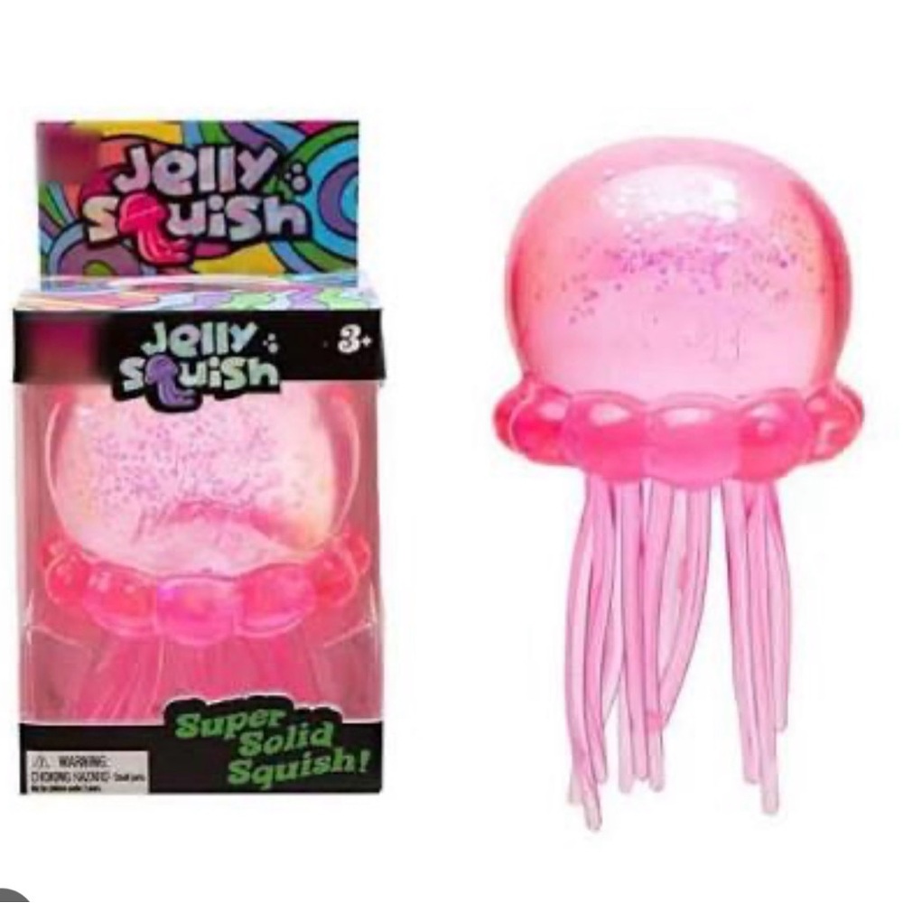 Jelly Squish Pink Glitter Jellyfish Squishy Toy - Viral - Brand New In Box